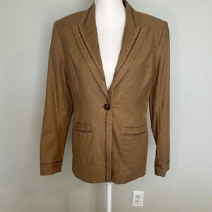 Bloomingdale’s  NWT cocoa brown linen blend one button lined blazer size 8